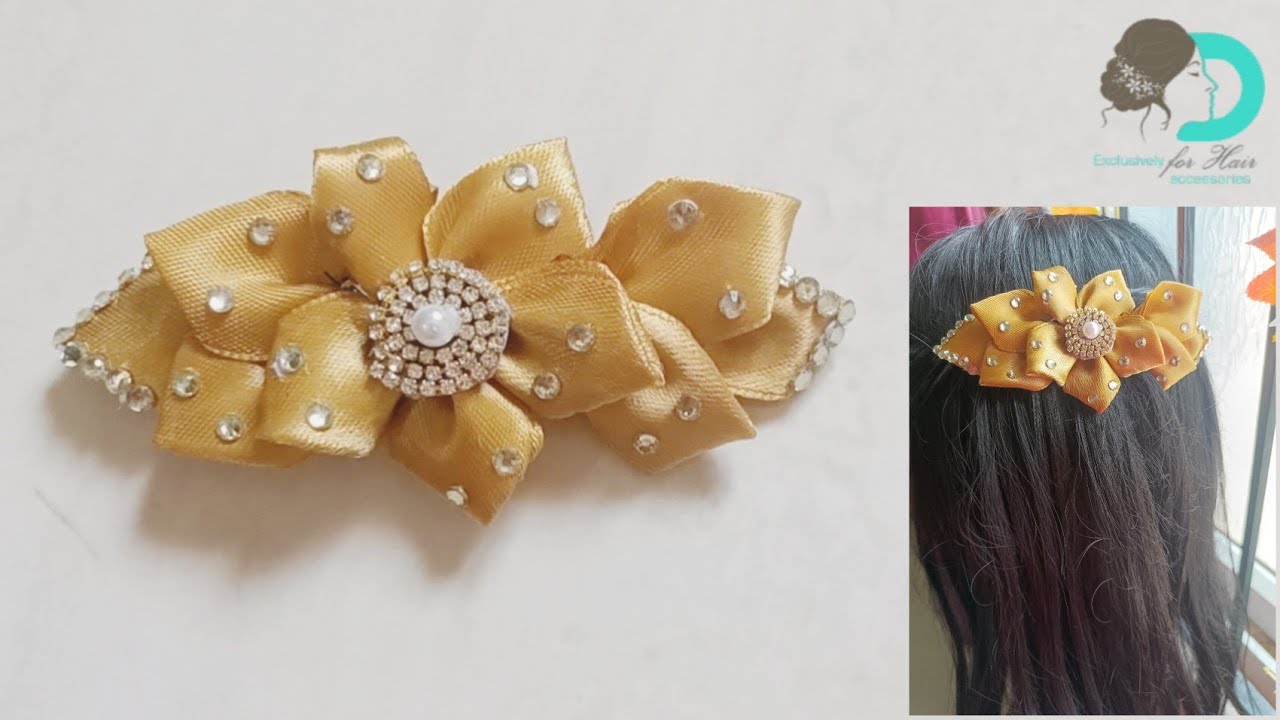 DIY fabric hair clip/satin fabric hair clip YouTube