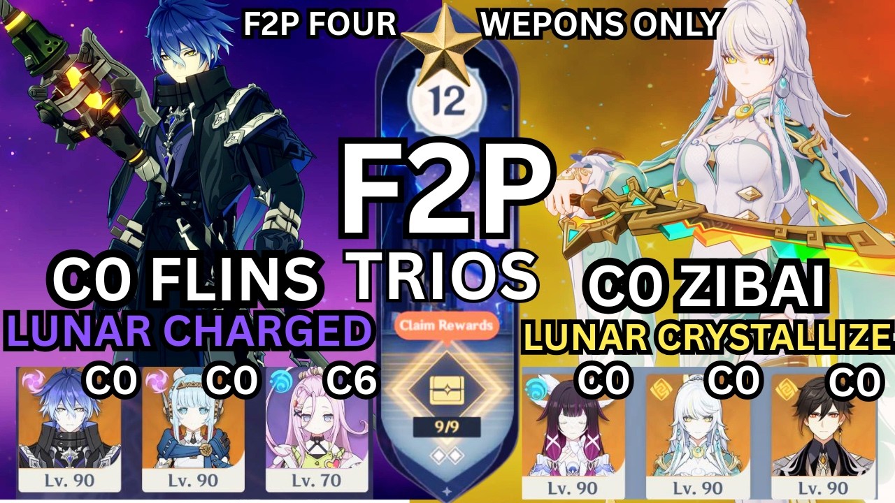 F2P TRIOS DESTROY FLOOR 12! | C0 FLINS & C0 ZIBAI | NEW Spiral Abyss 6.4 Genshin Impact