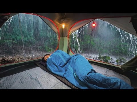 Heavy Rain for a Whole Day Non-Stop || Solo Camping in Non-Stop Heavy Rain