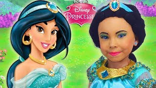 Costume Disney Princess Jasmine & Kids Makeup Alisa Pretend Play with DOLL & Real Princess Dresses