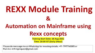 Rexx Module Training | How to automate on Mainframe