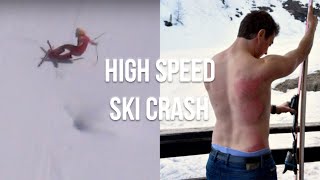 High Speed Ski Crash Jan Farrell - 216.56km/h at Vars World Record Track