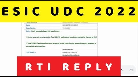 ESIC UDC RTI REPLY || ESIC UDC 2022.                         #esicudc2022#esic #esicudc#esicexam2022