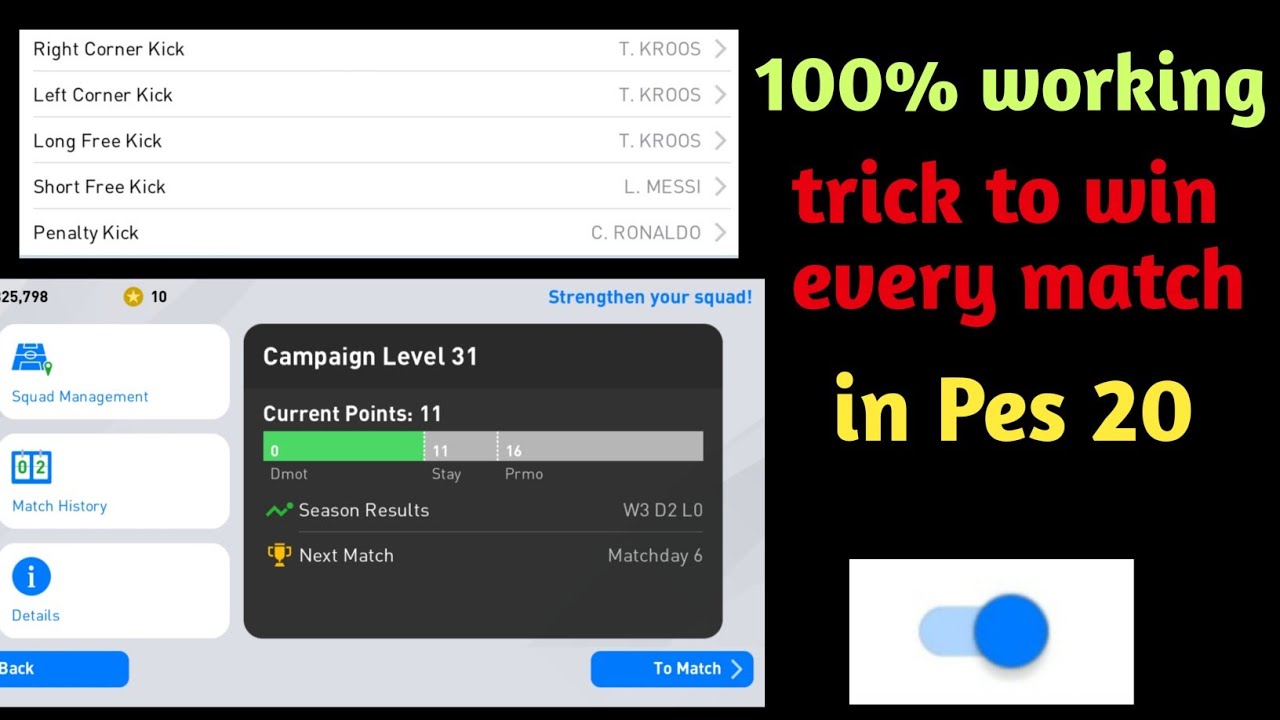 Trick to win every match in Pes 20 mobile || 100% working ||
