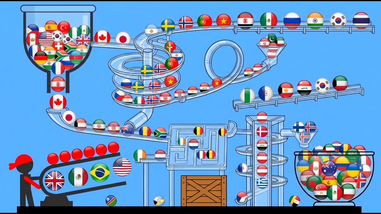26 Countries Ultimate Marble Race In Algodoo