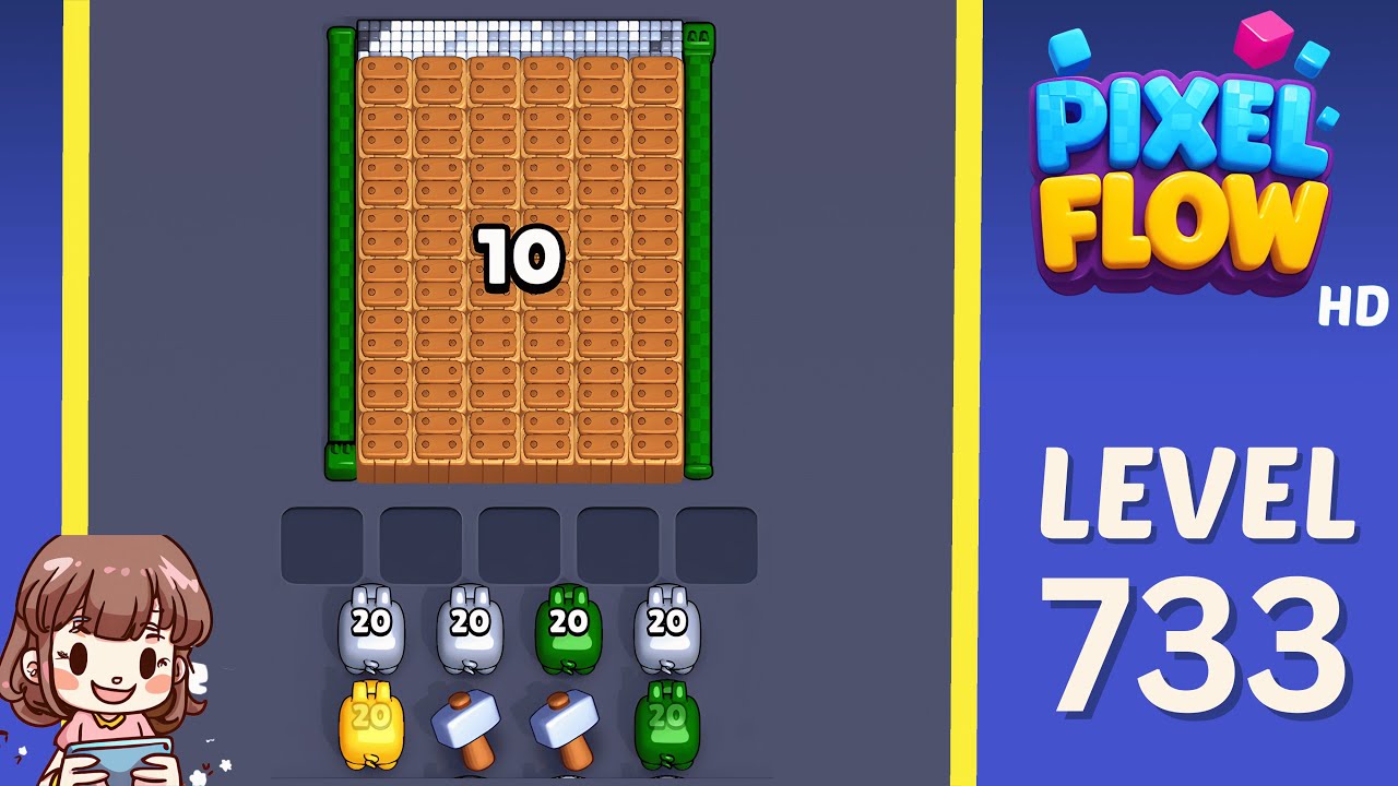 Pixel Flow Level 733 Solution Walkthrough