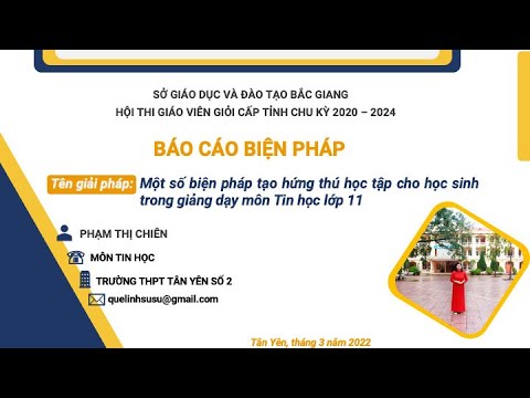Video THPT TÂN YÊN SỐ 2 - BÀI THUYẾT TRÌNH GIẢI PHÁP THI GVG... - youtube