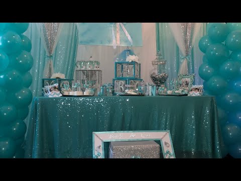 Babyshower Centerpiece/ Dollar Tree picture frames/Tiffany & Co theme Candy Table/Dollar tree DIY