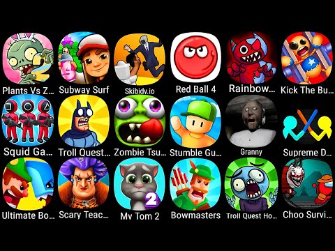 Видео: Troll Quest TV Show,Plants vs Zombies 2,Subway Surf,Skibidy.io,Red Ball 4,Rainbow Garten,Squid Game