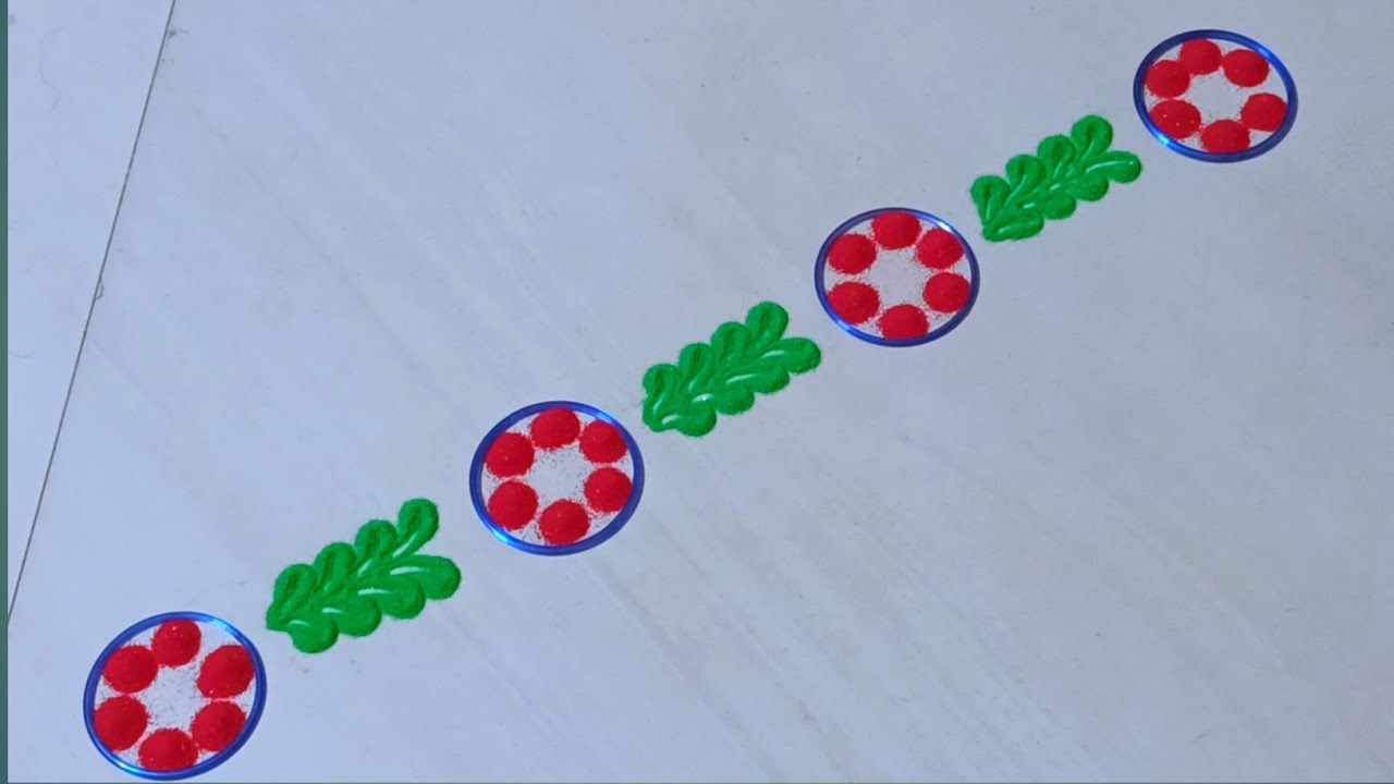 3 Simple & Beautiful Border Rangoli Designs || Border Rangoli || Door ...