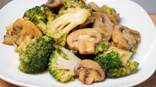 Brokkoli wurde noch nie so köstlich zubereitet! Brokkoli mit Champignons in Knoblauchsoße.