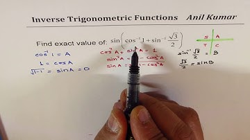 sin(cos^-1(1) + sin^-1(sq rt 3/2)) Inverse Trig Compound Angle Exact Value