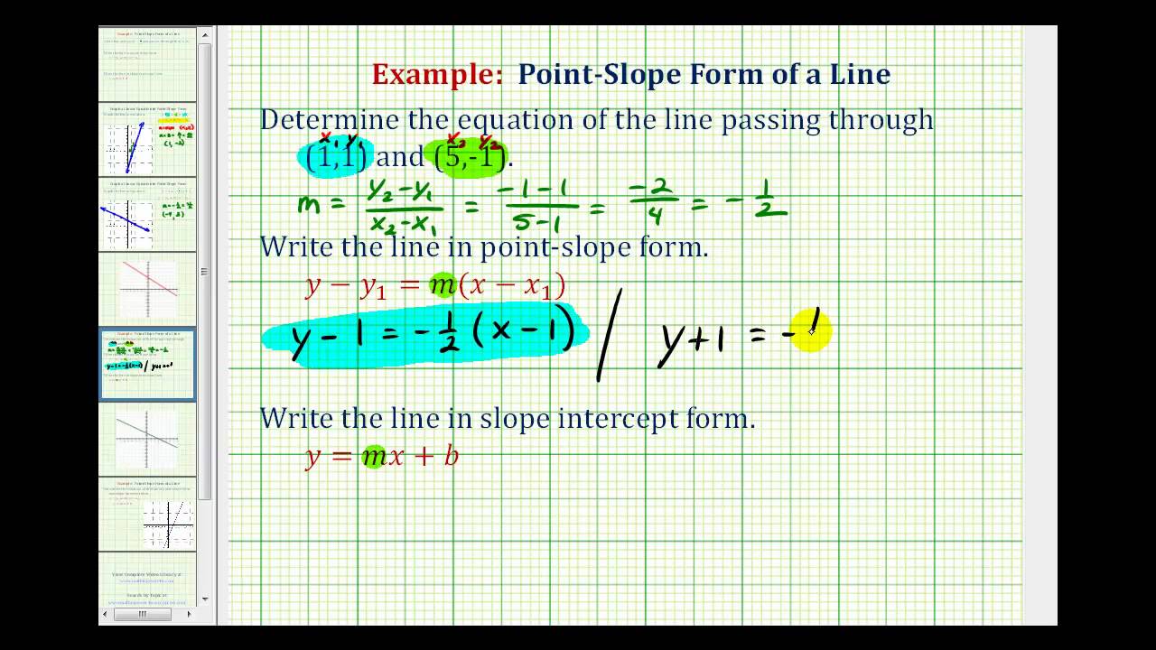 Ex Find The Equation of the Line in PointSlope and Slope