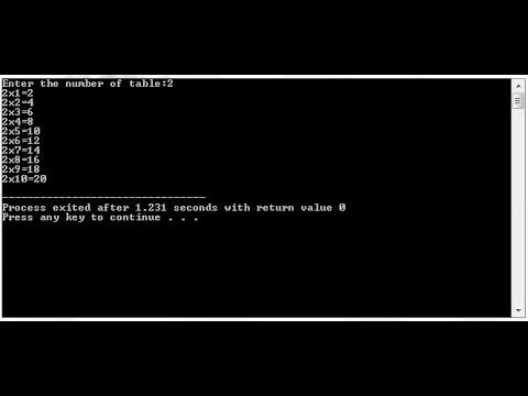 C++ Program to Print Multiplication Table of a Number ( User Input )