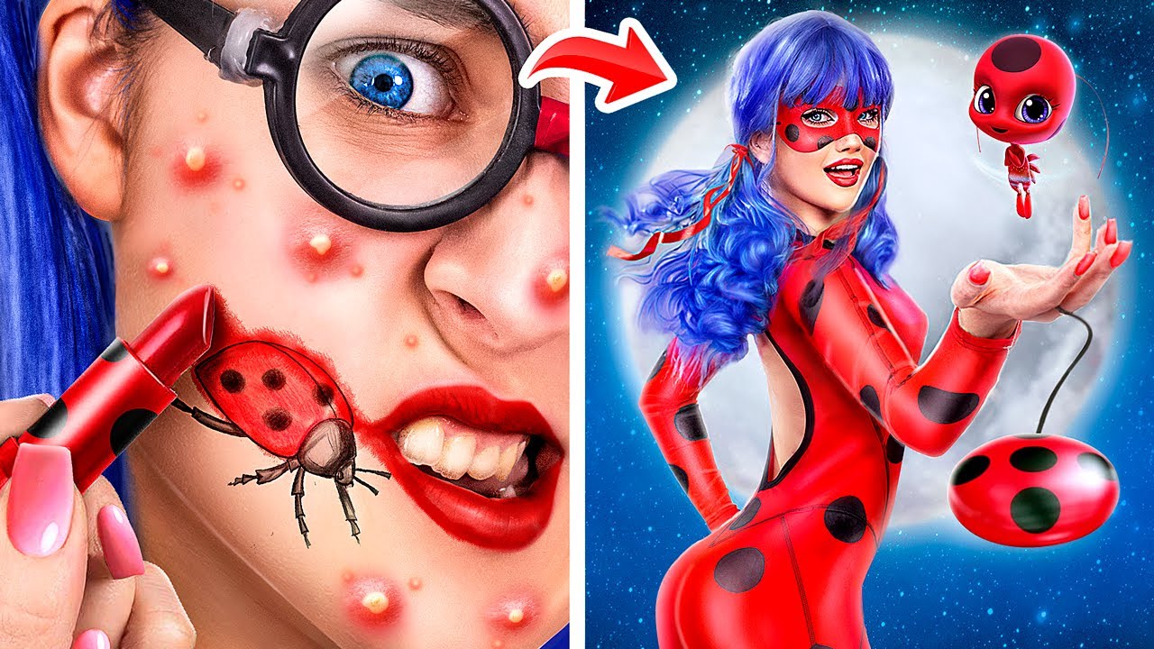 I Was Adopted by Miraculous Ladybug! Extreme Makeover from Nerd to Ladybug!