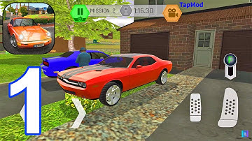 Car Caramba: Driving Simulator - Gameplay Walkthrough Part 1 Driving a Red Car in the Suburbs