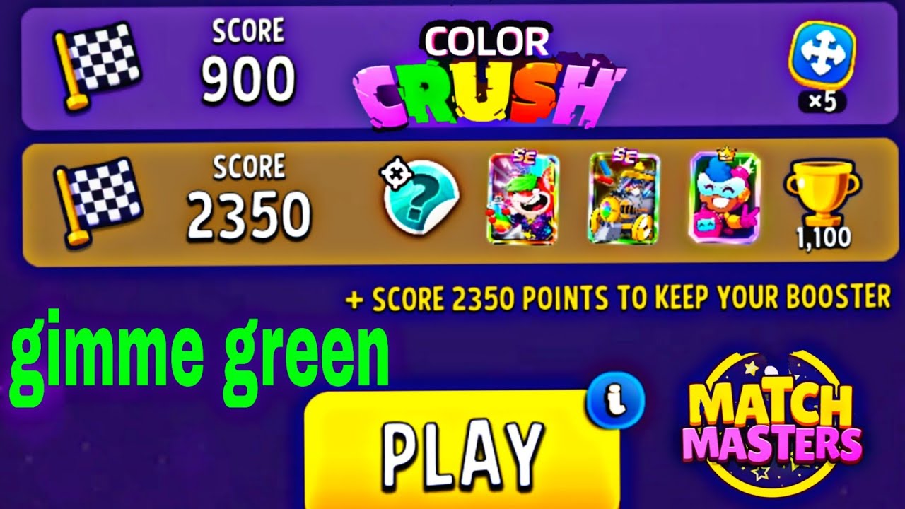 solo challenge color crush gimme green match master score really 2350