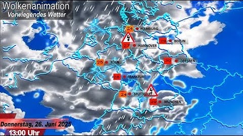 Wettervorhersage für heute (Mittwoch, 25.06.2025) und der kommenden 4 Tage bis Sonntag (29.06.2025)