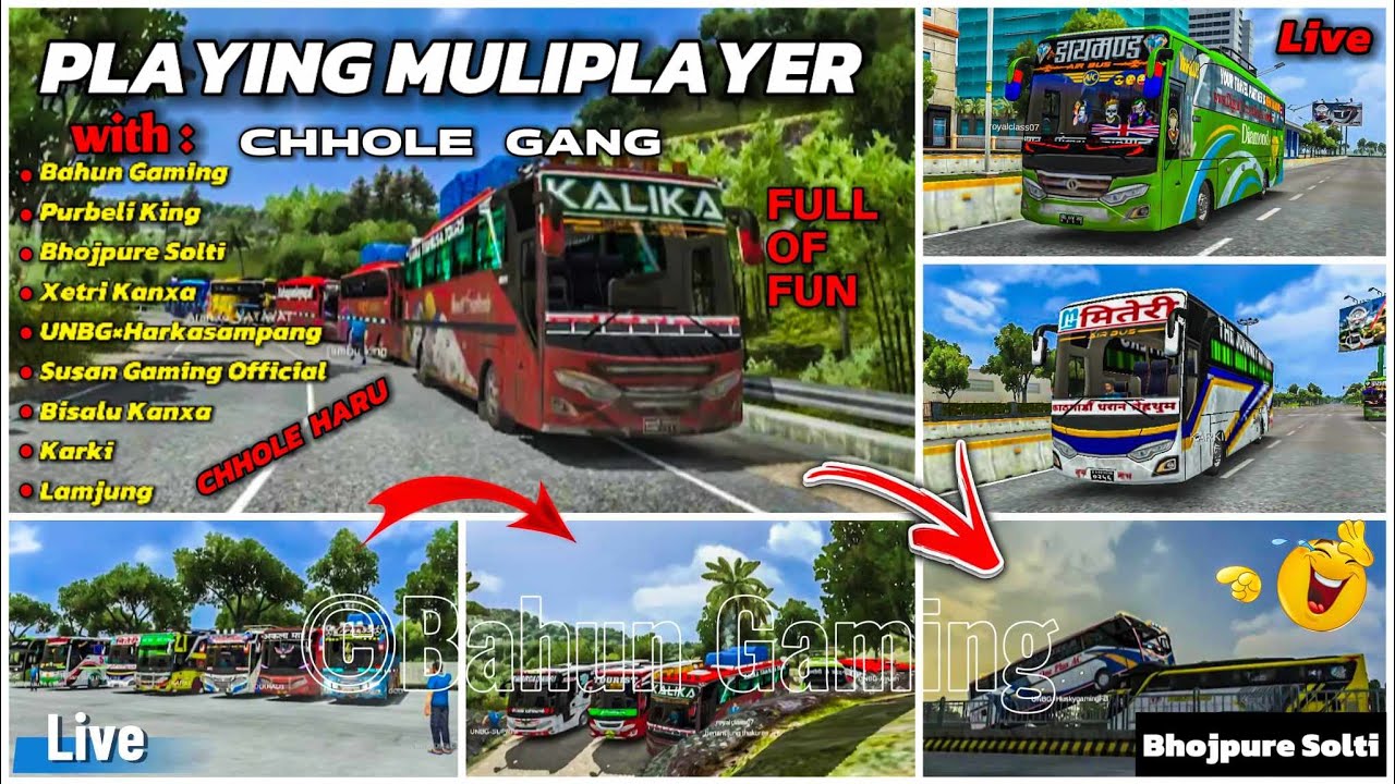 4.4.4||Multiplayer mod||bus simulator indonesia||Bahungamingnepal is live||Nepali bus skin||