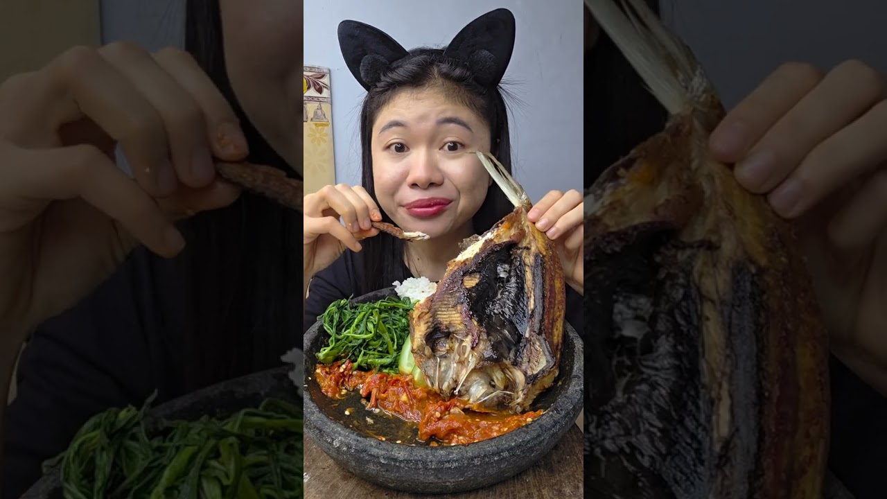 Bandeng Bakar, Sayur Gonde, Nasi dan sambal #mukbang 