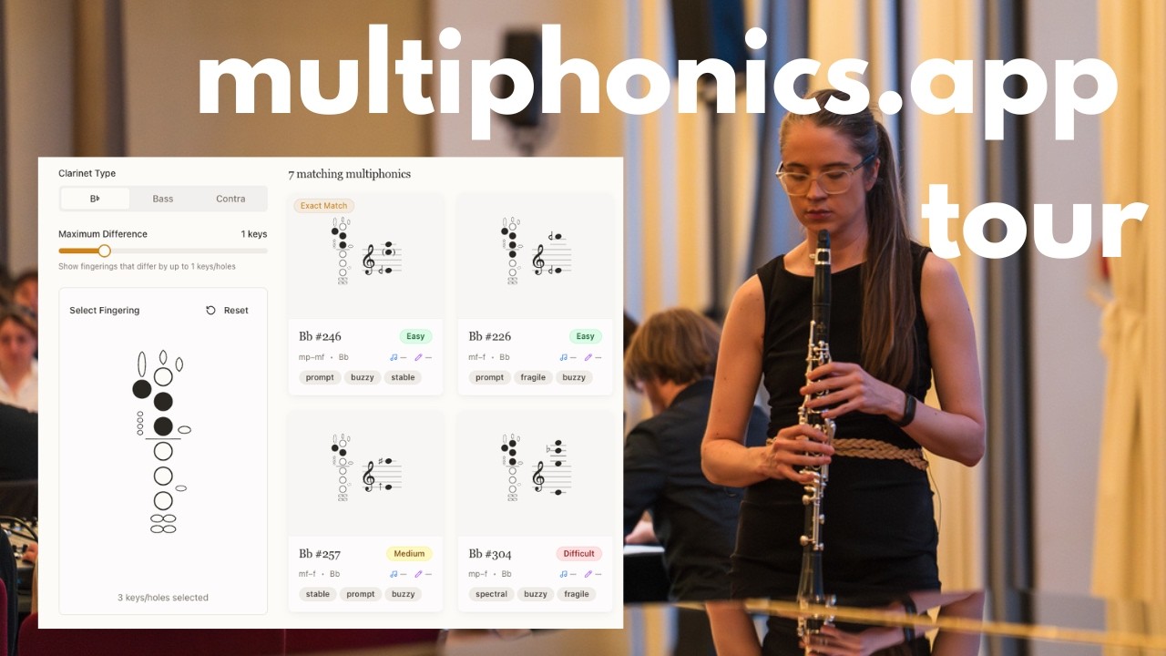 The Clarinet multiphonics app full tour - YouTube