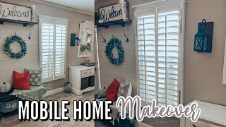 DIY PLANTATION SHUTTERS | single wide mobile home transformation |MOBILE HOME LIVING ROOM MAKEOVER