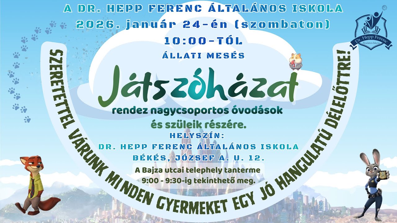 Zootropolis játszóház volt egy délelőttre a Hepp-suli (Játszóház 2026)