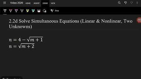2.2d Solve Simultaneous Equations (Linear & Nonlinear, Two Unknowns) 2/2