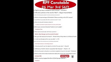 RPF Constable Exam Analysis 2025| RPF Constable Question Paper 2025 | 06 Mar 3rd Shift| RPF Question