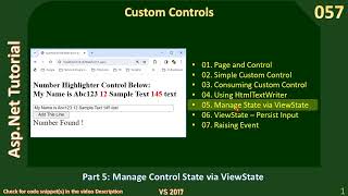 Celebrity Custom Control | Part 5   Manage State via ViewState | Asp Net Tutorial #57 Wealth