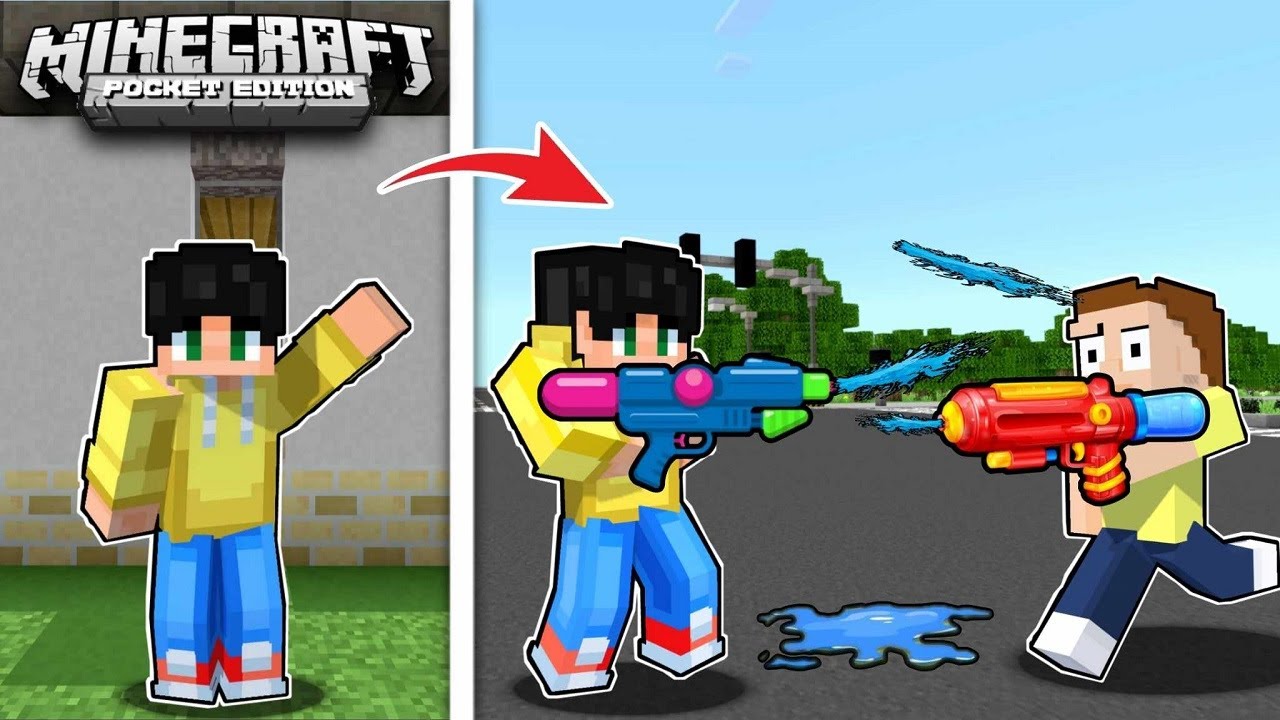 NAGLARO KAMI ng WATERGUN sa UWU CITY sa Minecraft PE