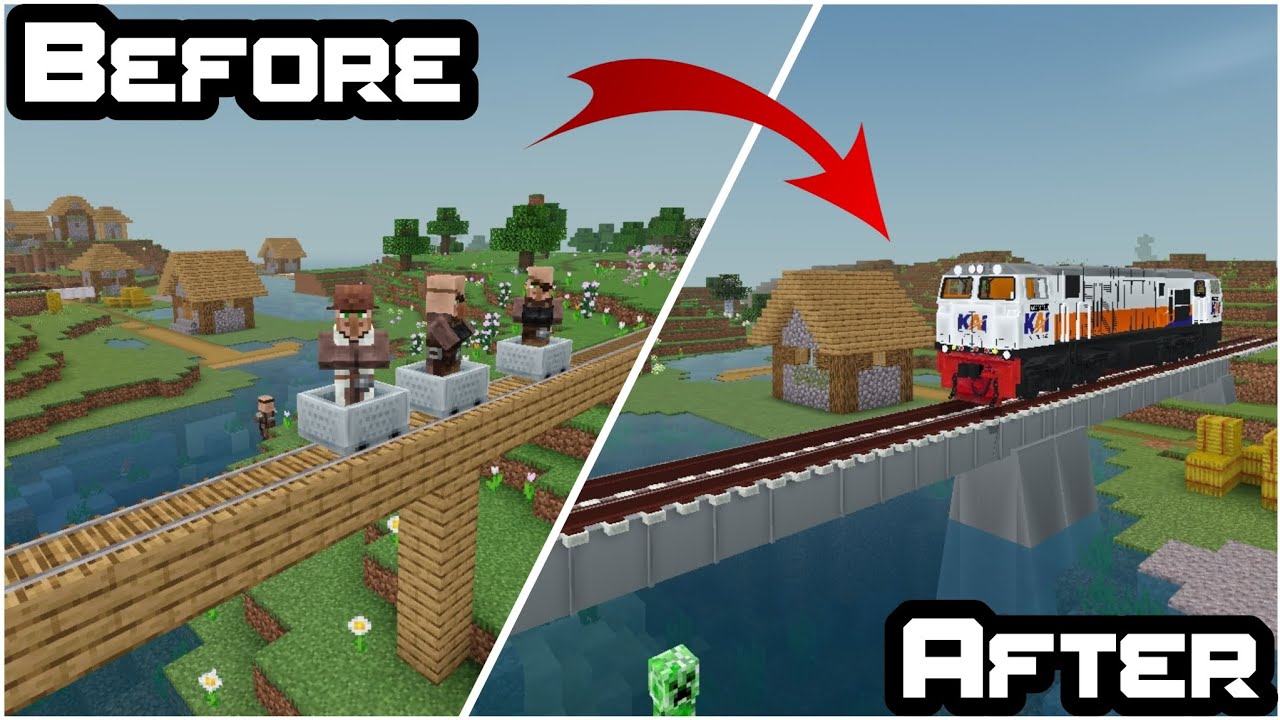 Cara Membuat REL JEMBATAN DI MINECRAFT PE TERBARU 2024. Link