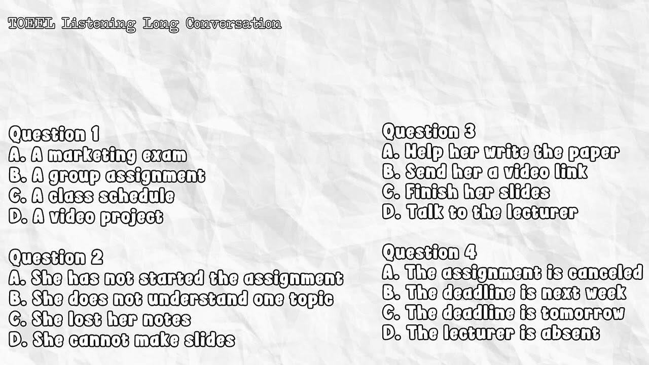 Latihan TOEFL Listening: Idiomatic Expressions & Long Conversation 🎧
