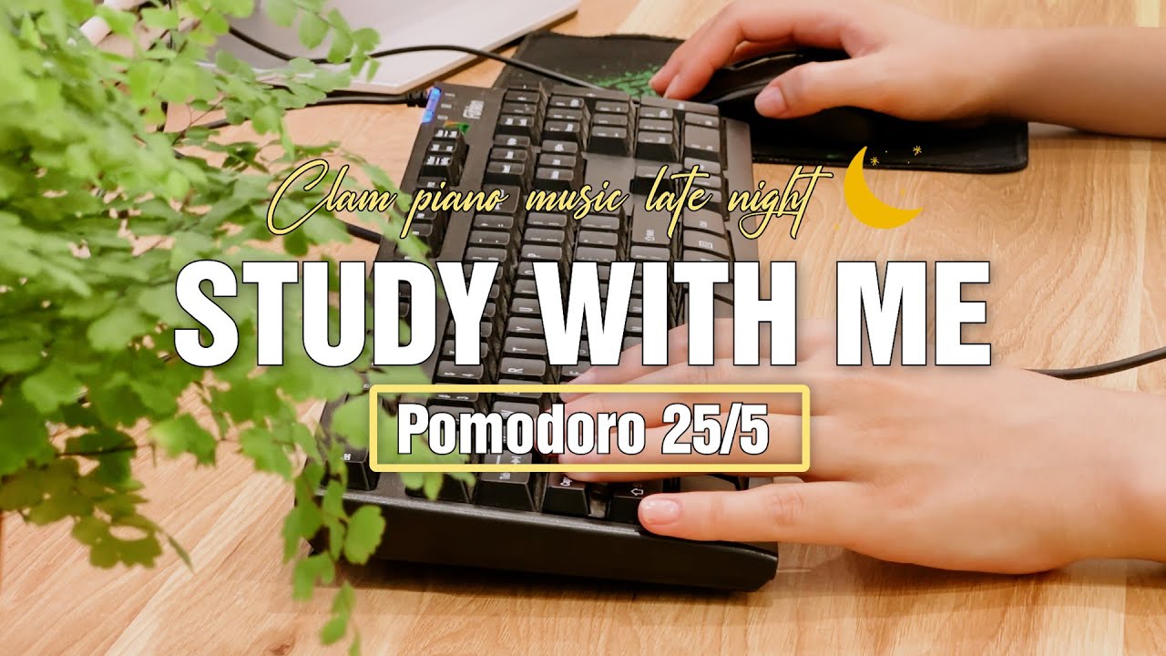 STUDY WITH ME 2-HOUR 🏙️ | Pomodoro 25-5 | 🎵 Calm Piano Music ...