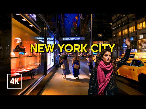 New York, الولايات المتحدة | جولة ليلية في المدينة 4K | 30 يوليو 2024
