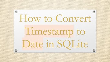 How to Convert Timestamp to Date in SQLite