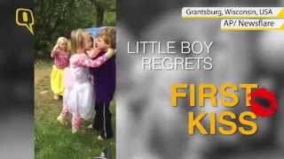 4-Year-Old Boy Gets Kissed, Wipes his Mouth Later