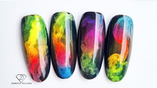 Smoky nail art with neon pigments. Smoky effect nails