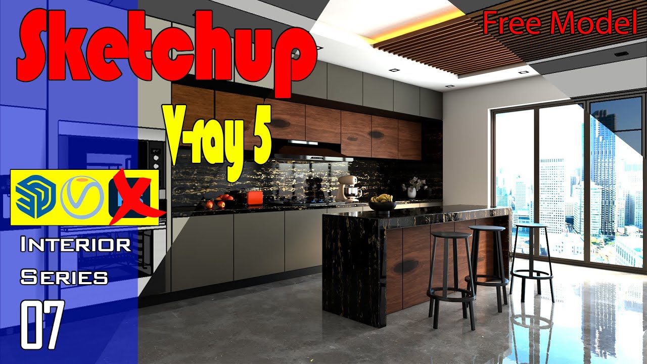 Render Sketchup Vray 5 interior | 07 Kitchen - YouTube