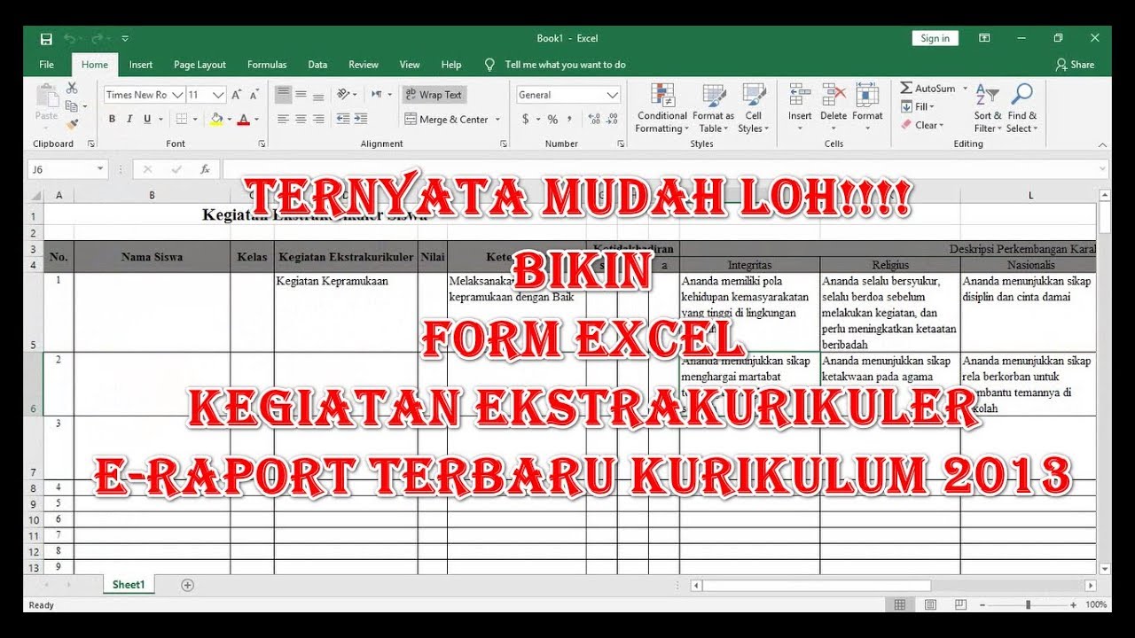 Tutorial Mudah Buat Form Kegiatan Ekskul di Sekolah Untuk E Raport