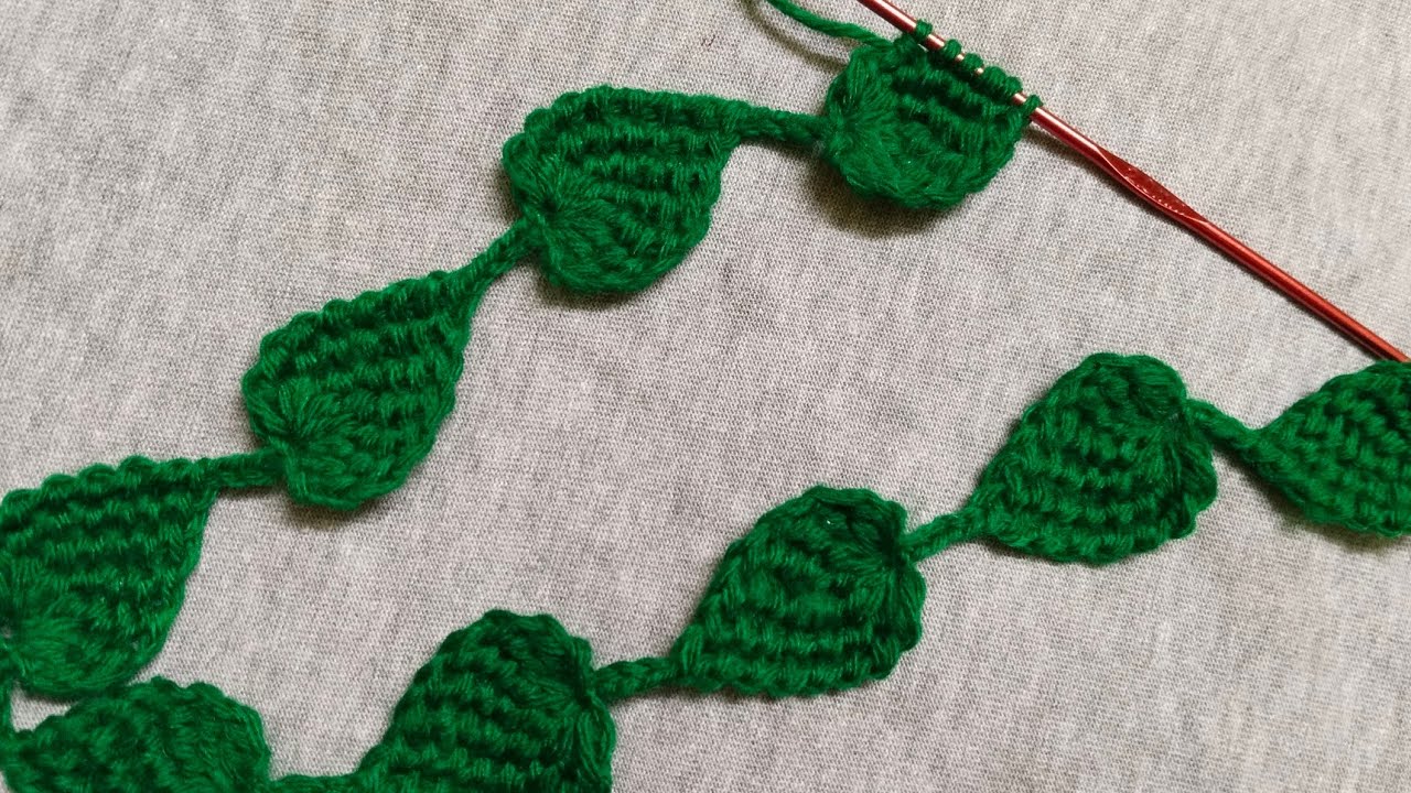 SIMPLE CROCHET LEAF 🌿🌿 KNITTING PATTERN VERY EASY PATTERN @embroiderywoolenwork7703 