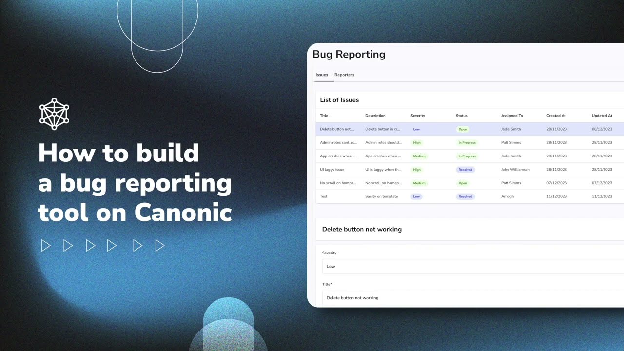 How to build a bug reporting tool on Canonic