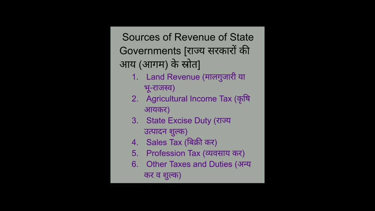 Sources Of Revenue Of State Governments