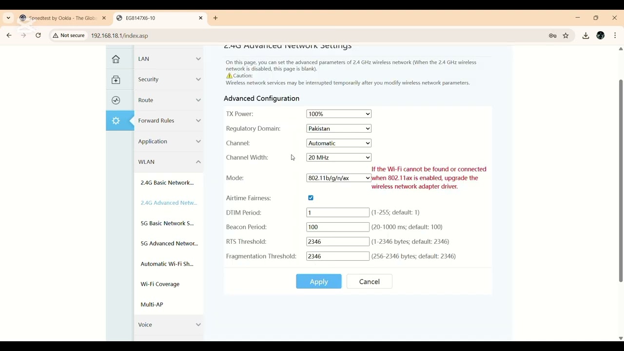 Basic Wi-Fi configuration change network name and password.