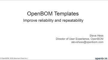 Webinar   OpenBOM Templates