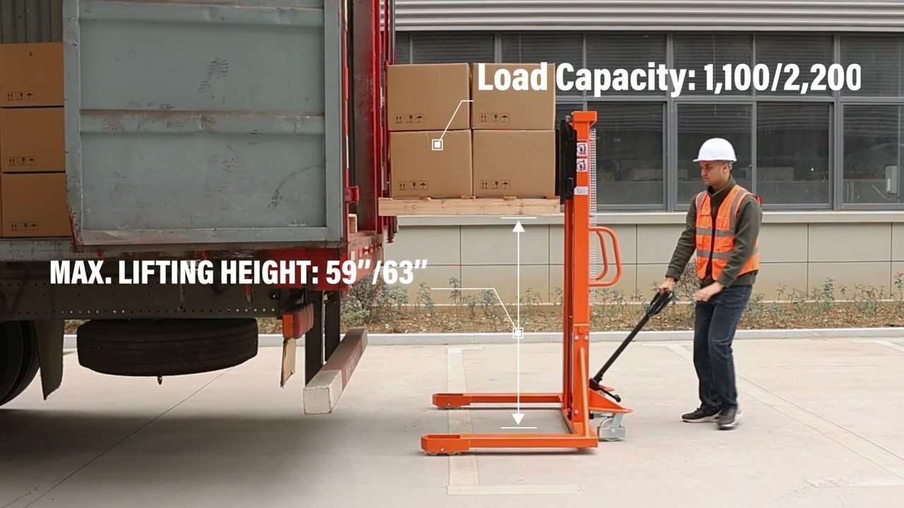 Tory Carrier Manual Stacker with Straddle Legs/Fixed Legs 2,200/1,100lbs| 63'' Max Height