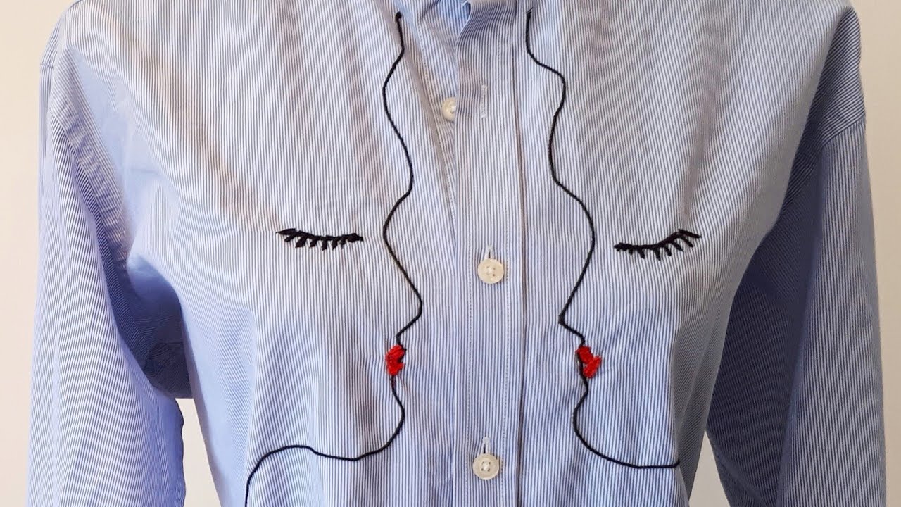 DIY Easy machine embroidery refashion Schiaparelli Style