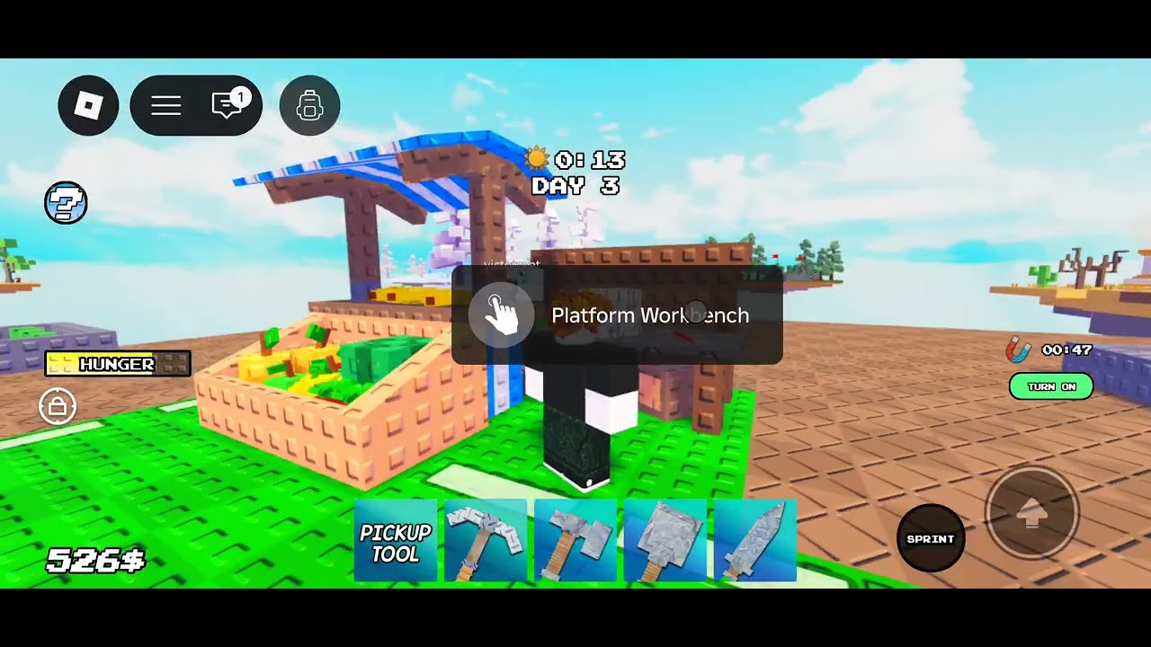 Ik speel one block op roblox met mijn vrienden