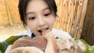 MUKBANG Giant Pork Belly ASMR 🐷 Crispy Fatty Pork Eating Show | Funny English Song Parody