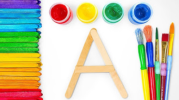 Painting and Crafting Popsicle Sticks into Alphabet | ABCs Learning Video for Toddlers 🎨📚